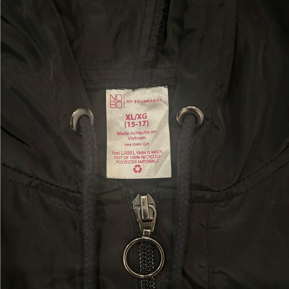 No Boundaries Black Hooded Jacket - Picture 2 of 2